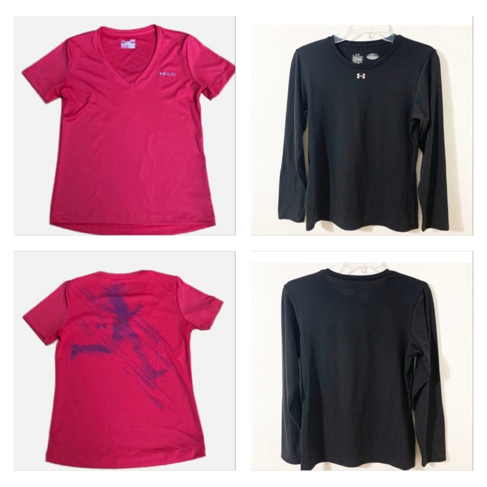 Under Armour Bundle of Two Athletic Tops Graphic Size Small Long & Short Sleeve